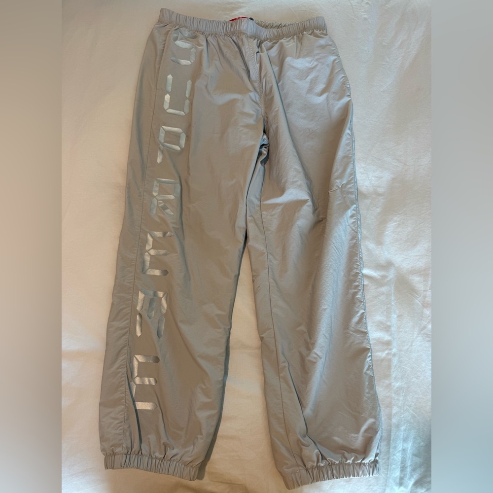Supreme Gray Cargo Track Pants with Reflective Side Logo